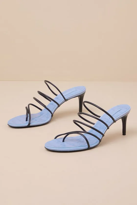 Malta Black Leather High Heel Slide Sandals sold by Lulus product image thumbnail 3