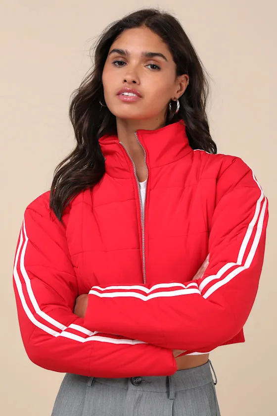 Impressively Posh Red Nylon Quilted Cropped Puffer Jacket sold by Lulus product image thumbnail 2