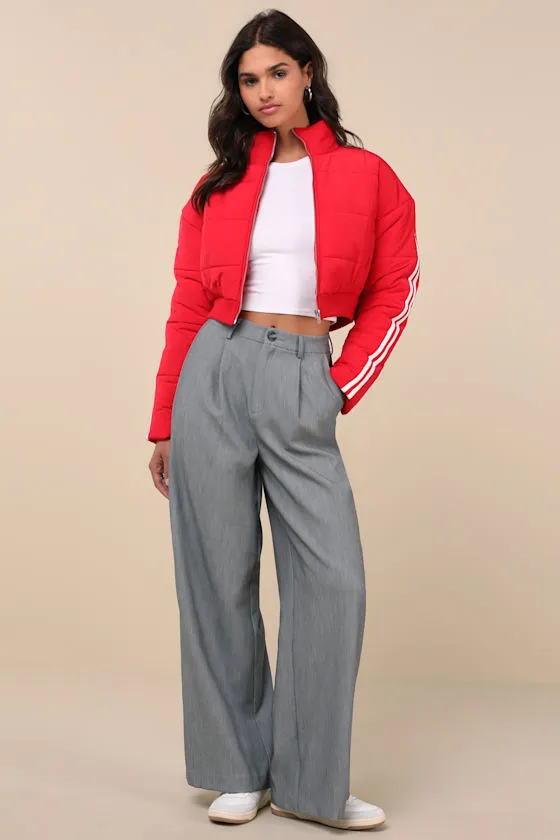 Impressively Posh Red Nylon Quilted Cropped Puffer Jacket sold by Lulus product image thumbnail 4