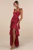 Stunning Glory Wine Red Floral Jacquard Tiered Maxi Dress sold by Lulus