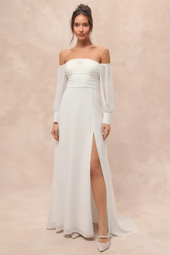 Adorna White Off-the-Shoulder Maxi Dress sold by Lulus
