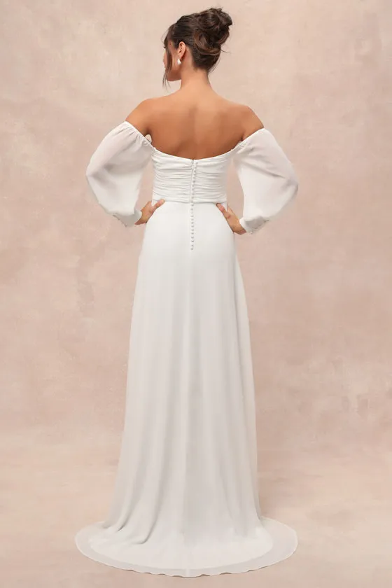 Adorna White Off-the-Shoulder Maxi Dress sold by Lulus product image thumbnail 2