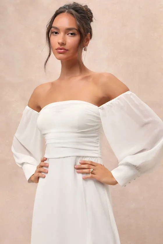Adorna White Off-the-Shoulder Maxi Dress sold by Lulus product image thumbnail 3