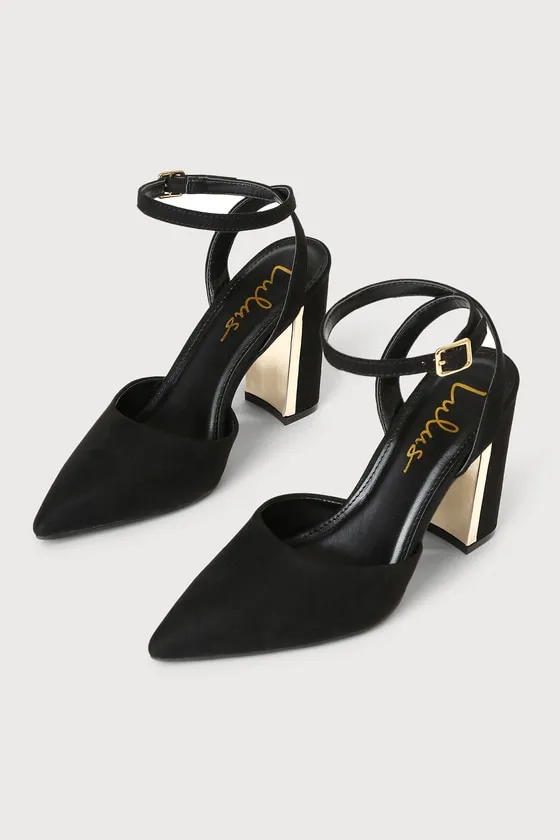 Laura II Black Suede Ankle Strap Pointed-Toe Pumps sold by Lulus product image thumbnail 2