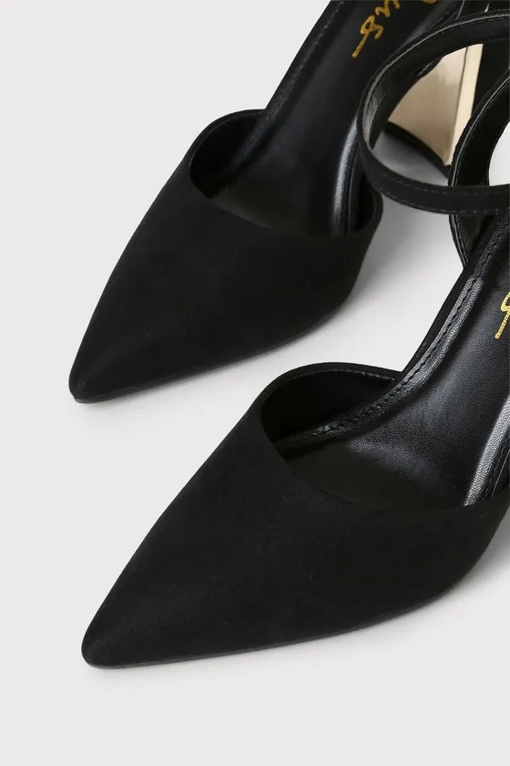 Laura II Black Suede Ankle Strap Pointed-Toe Pumps sold by Lulus product image thumbnail 3