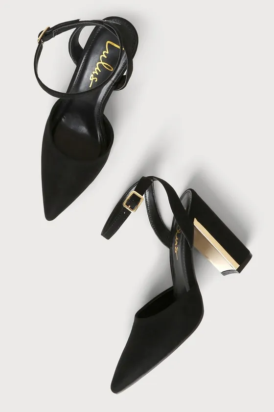 Laura II Black Suede Ankle Strap Pointed-Toe Pumps sold by Lulus product image thumbnail 4