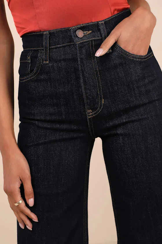 Effortlessly Influential Dark Wash High-Rise Wide-Leg Jeans sold by Lulus product image thumbnail 4