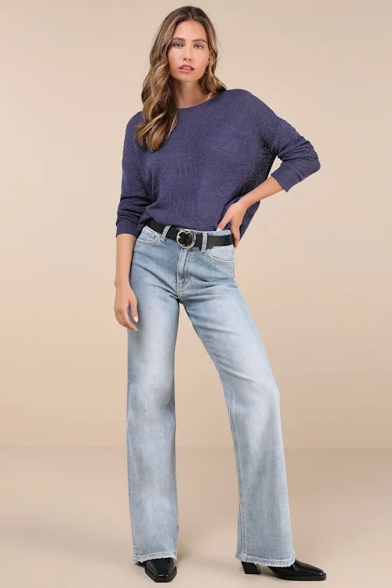 Positive Affirmations Blue Loose Knit Sweater sold by Lulus product image thumbnail 2