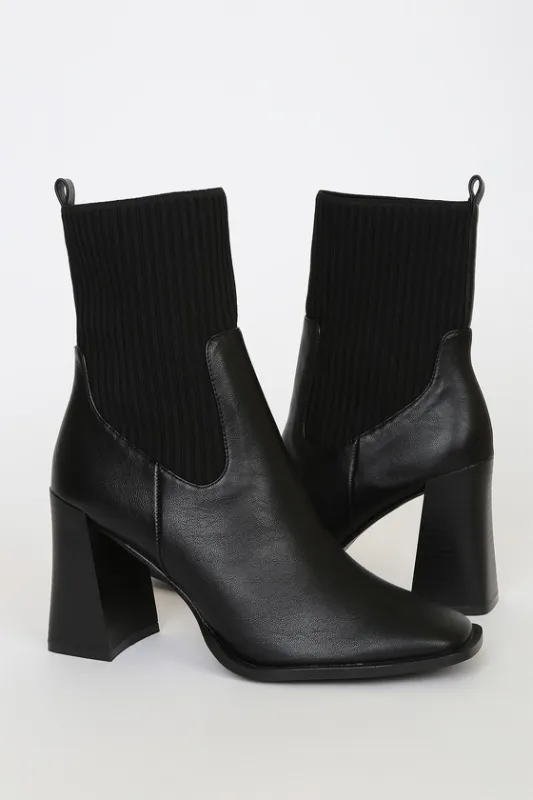 Naynee Black Square Toe Mid-Calf Boots sold by Lulus
