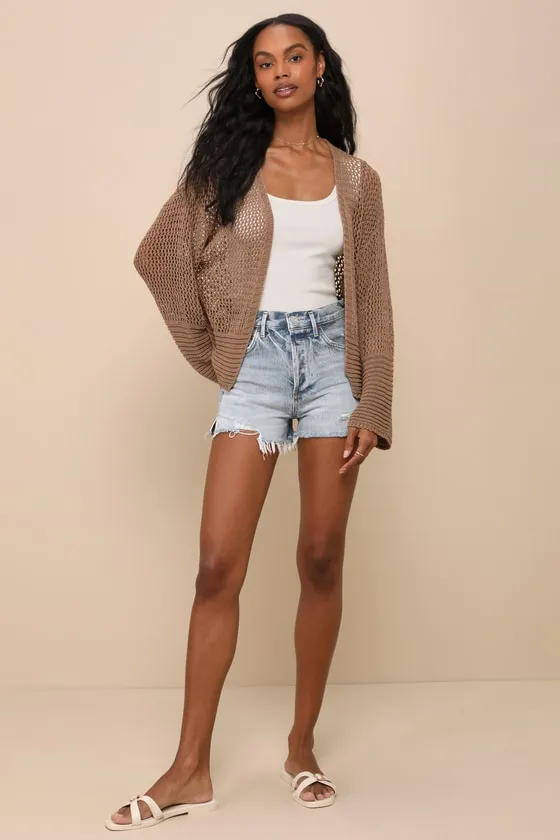 Effortless Finish Brown Sheer Loose-Knit Cardigan Sweater sold by Lulus product image thumbnail 3