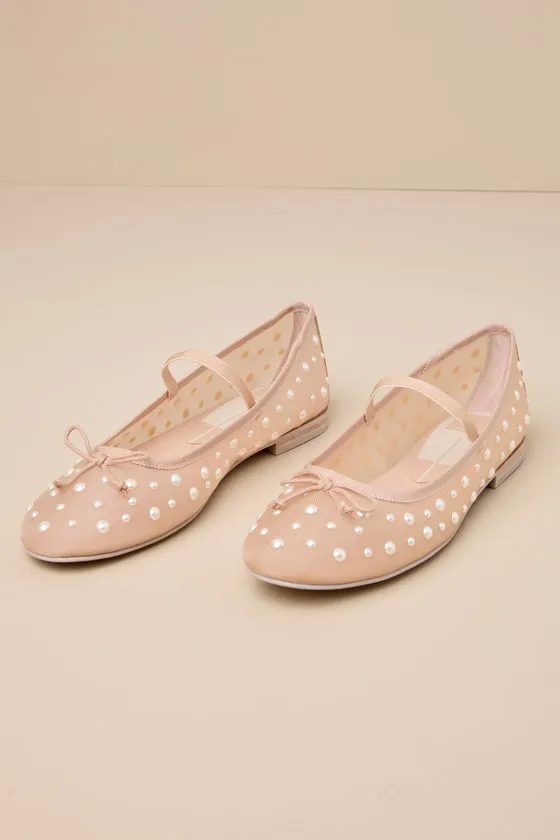 Cadel Blush Mesh Pearl Bow Ballet Flats sold by Lulus product image thumbnail 3
