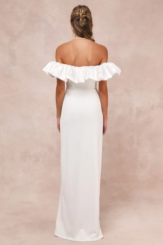 Sincerely Passionate White Ruffled Off-the-Shoulder Maxi Dress sold by Lulus product image thumbnail 2