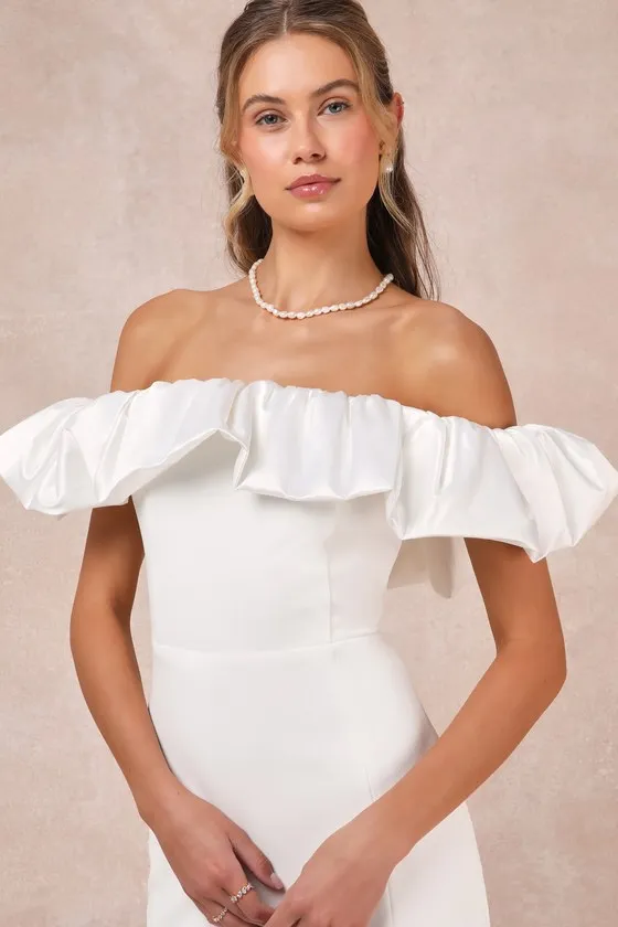 Sincerely Passionate White Ruffled Off-the-Shoulder Maxi Dress sold by Lulus product image thumbnail 3