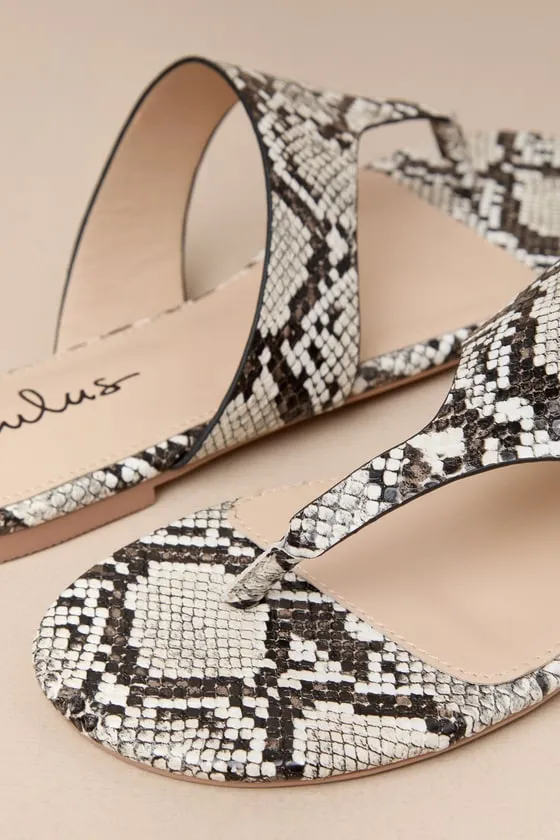 Mylee Natural Snake-Embossed Flat Thong Sandals sold by Lulus product image thumbnail 4