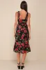 Lush Loveliness Black Floral Jacquard Tie-Strap Midi Dress sold by Lulus