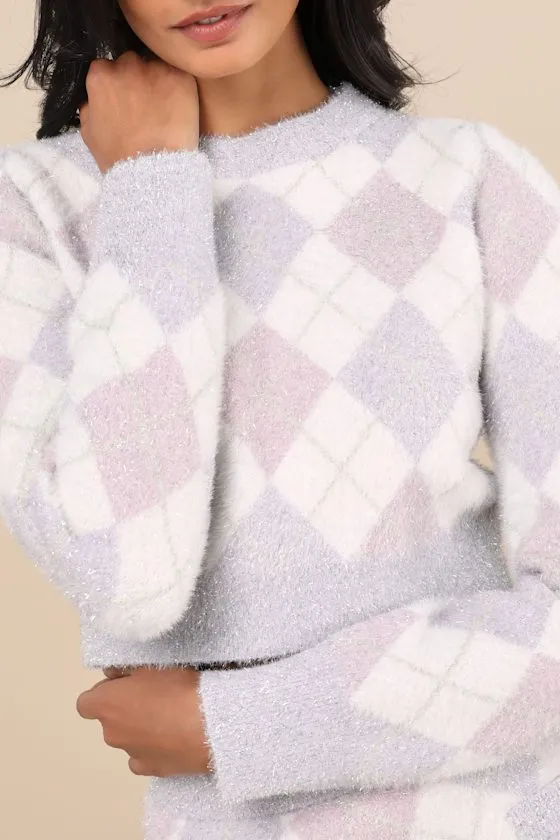 Positively Pristine Lilac Argyle Cropped Sweater sold by Lulus product image thumbnail 4