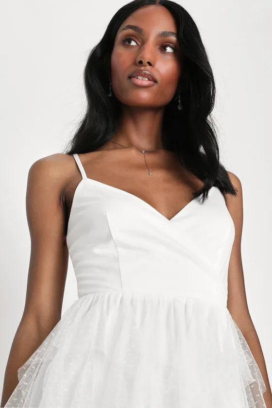 Breathtaking Essence White Swiss Dot Mesh Ruffled Midi Dress sold by Lulus product image thumbnail 3