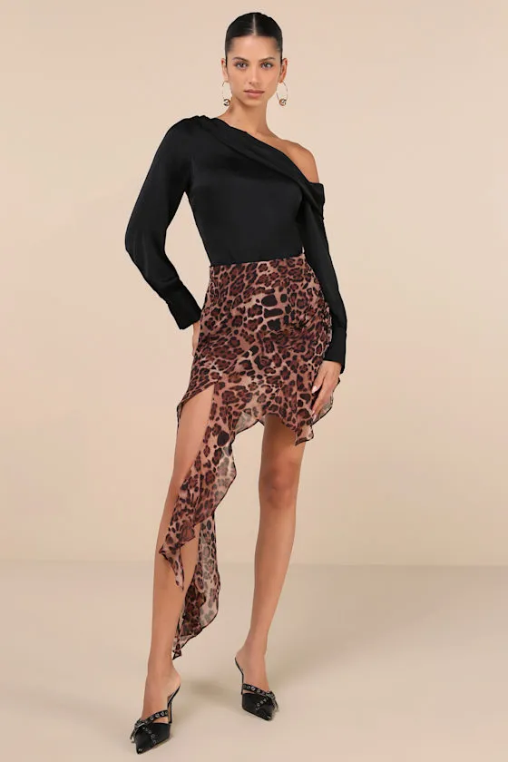 Classy Mood Black Satin One-Shoulder Long Sleeve Top sold by Lulus product image thumbnail 3