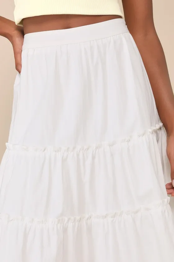 Dearest Cutie Ivory High-Rise Tiered Midi Skirt sold by Lulus product image thumbnail 4