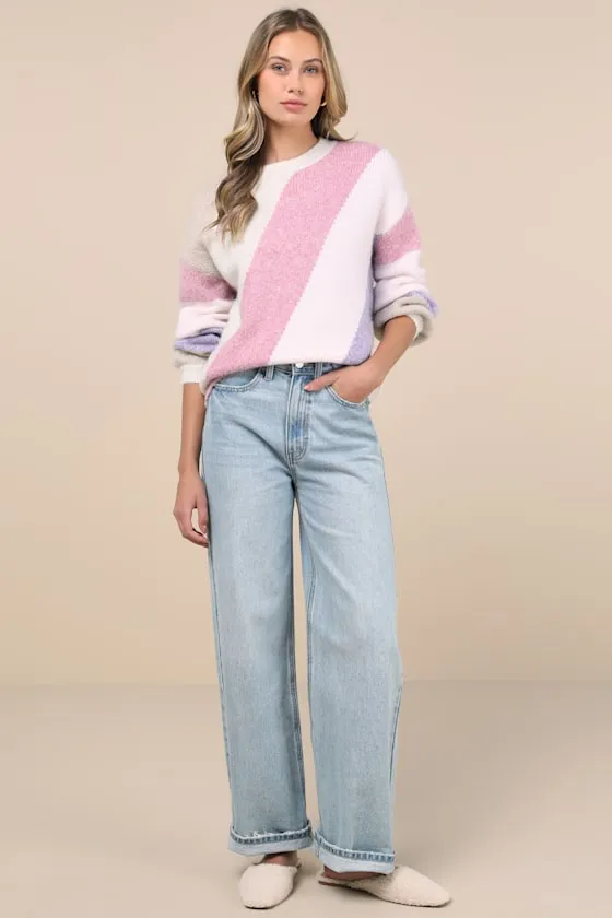 Beyond Cuddly Ivory Multi Striped Sweater sold by Lulus product image thumbnail 3