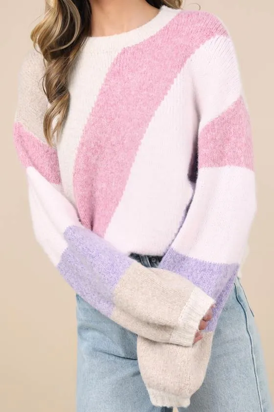 Beyond Cuddly Ivory Multi Striped Sweater sold by Lulus product image thumbnail 4
