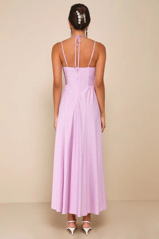 Immaculate Perfection Lilac Striped Double Strap Midi Dress sold by Lulus product image thumbnail 2
