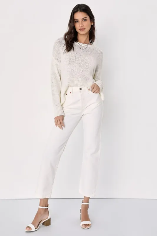 Wedgie Straight White High-Rise Cropped Jeans sold by Lulus