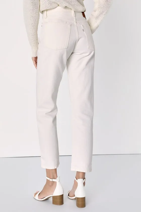 Wedgie Straight White High-Rise Cropped Jeans sold by Lulus product image thumbnail 4