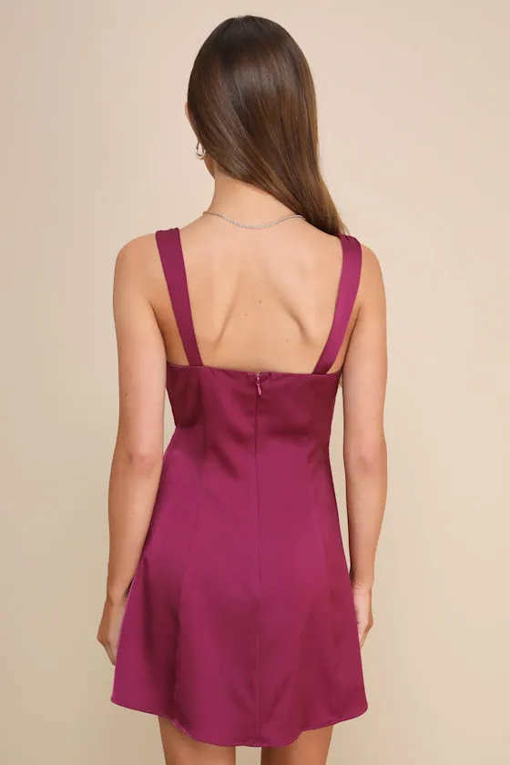 Flirtatiously Gorgeous Plum Purple Satin Lace Bustier Mini Dress sold by Lulus product image thumbnail 3
