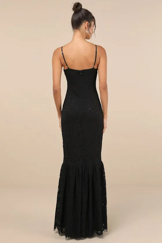 Instinctively Stunning Black Lace Bustier Trumpet Maxi Dress sold by Lulus product image thumbnail 3