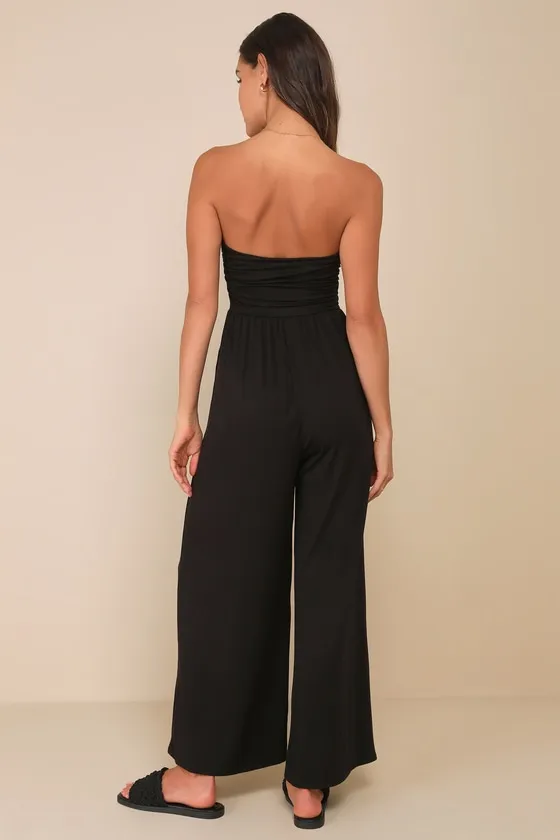 Flirty Posture Black Jersey Knit Strapless Jumpsuit sold by Lulus product image thumbnail 2