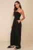 Flirty Posture Black Jersey Knit Strapless Jumpsuit sold by Lulus