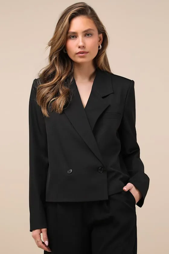 Suave Presence Black Cropped Blazer sold by Lulus product image thumbnail 2