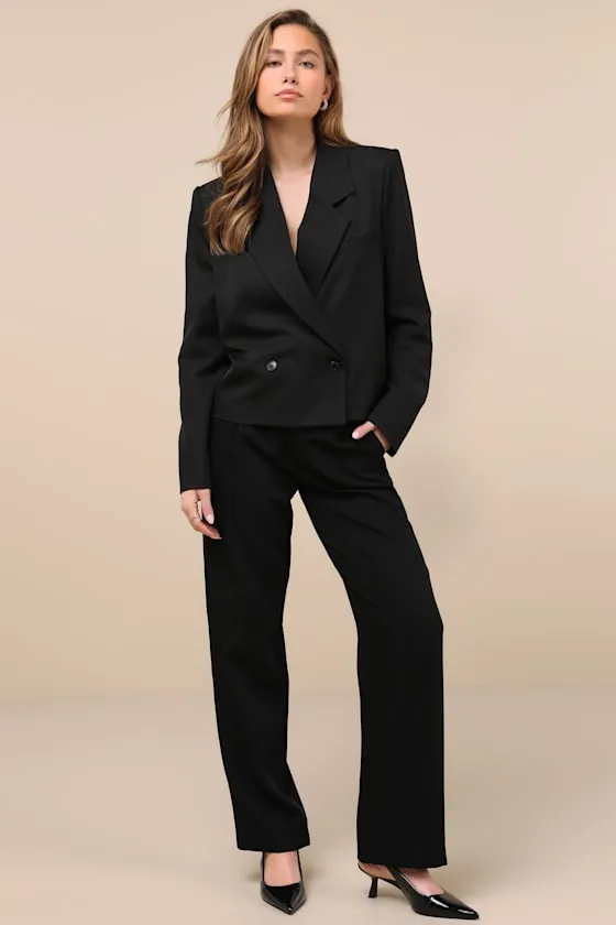 Suave Presence Black Cropped Blazer sold by Lulus product image thumbnail 4