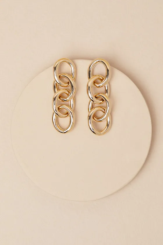Maurice 14KT Gold Chain Link Drop Earrings sold by Lulus