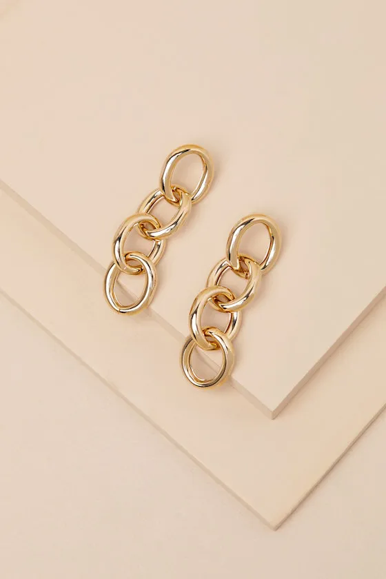 Maurice 14KT Gold Chain Link Drop Earrings sold by Lulus product image thumbnail 2