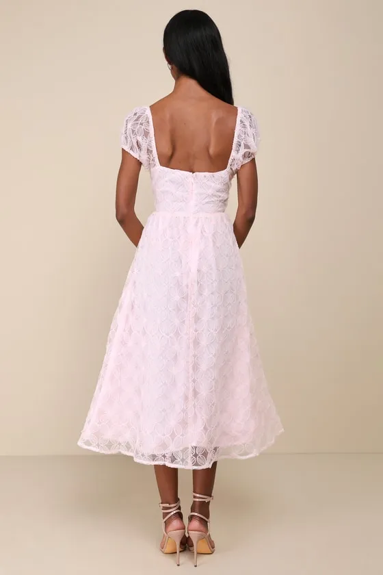 Exceedingly Elegant Pink Floral Applique Bustier Midi Dress sold by Lulus product image thumbnail 3