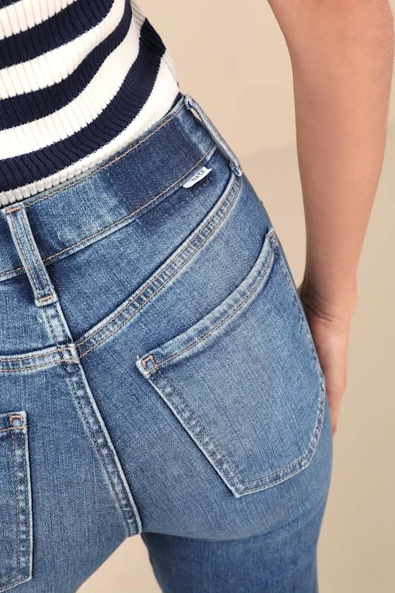 Daily Driver Dark Wash High-Rise Skinny Jeans sold by Lulus product image thumbnail 4