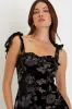 Sweetest Era Black Floral Velvet Burnout Tie-Strap Midi Dress sold by Lulus