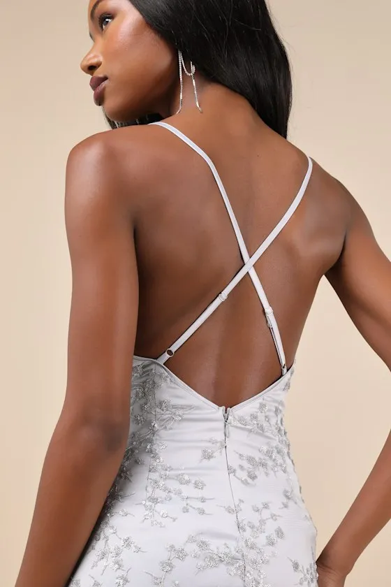 Blissful Blossoms Silver Sequin Backless Mini Dress sold by Lulus product image thumbnail 4