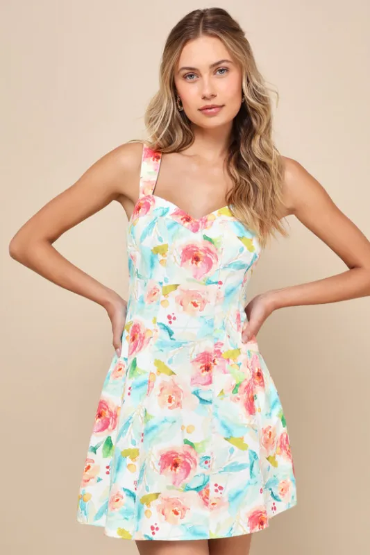 Cute Option White Multi Floral Sleeveless Mini Dress sold by Lulus