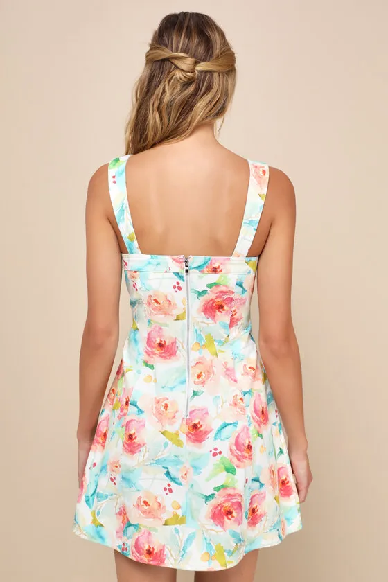 Cute Option White Multi Floral Sleeveless Mini Dress sold by Lulus product image thumbnail 2