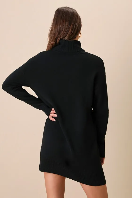 Frosty Forecast Black Turtleneck Long Sleeve Sweater Dress sold by Lulus product image thumbnail 3