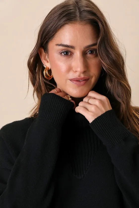 Frosty Forecast Black Turtleneck Long Sleeve Sweater Dress sold by Lulus product image thumbnail 4