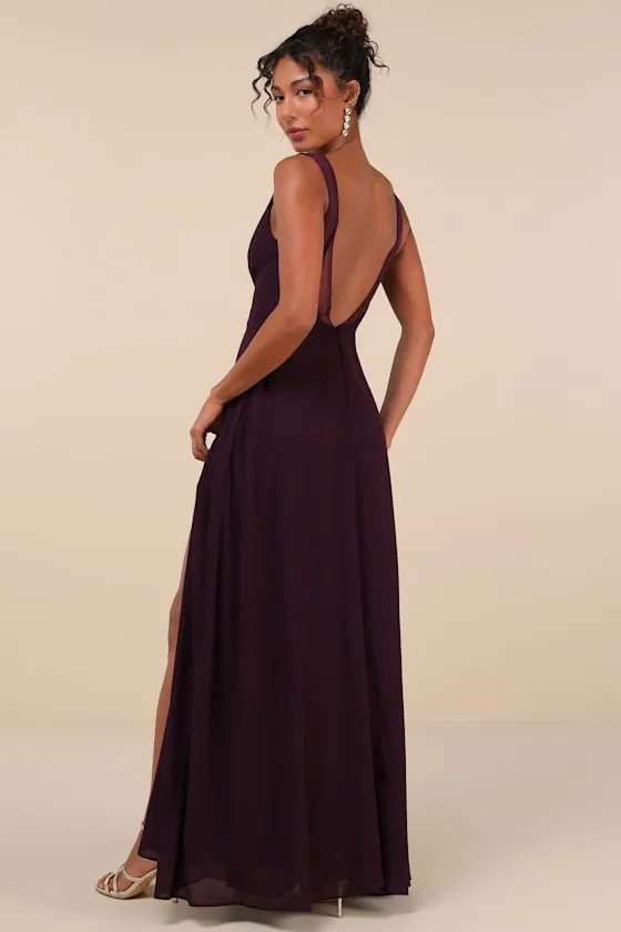 Simply Immaculate Dark Purple Backless Maxi Dress sold by Lulus product image thumbnail 2