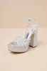 Seelah Silver Metallic Strappy Platform High Heel Sandals sold by Lulus