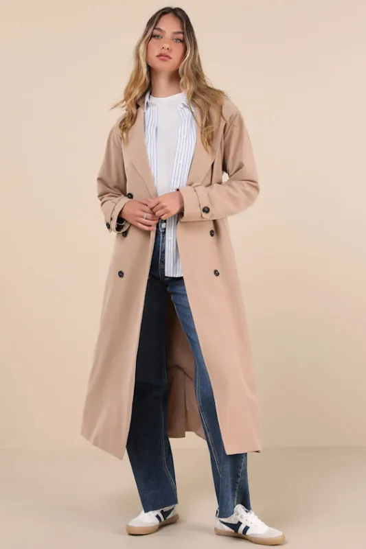 Elevated Weather Beige Belted Trench Coat sold by Lulus
