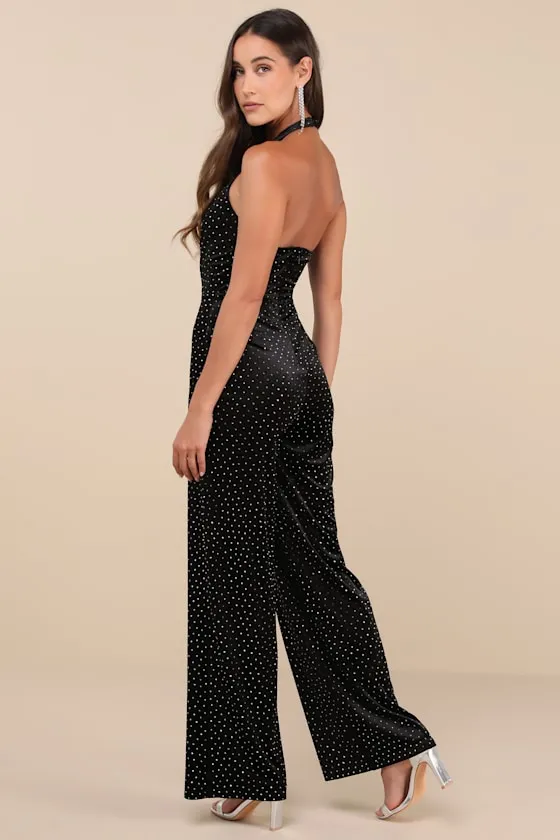 Incredible Glow Black Rhinestone Halter Neck Jumpsuit sold by Lulus product image thumbnail 3
