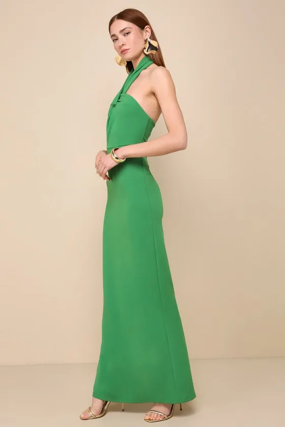 Mesmerizing Perfection Green Halter Neck Backless Maxi Dress sold by Lulus product image thumbnail 3