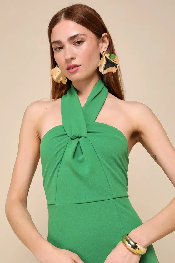 Mesmerizing Perfection Green Halter Neck Backless Maxi Dress sold by Lulus product image thumbnail 4
